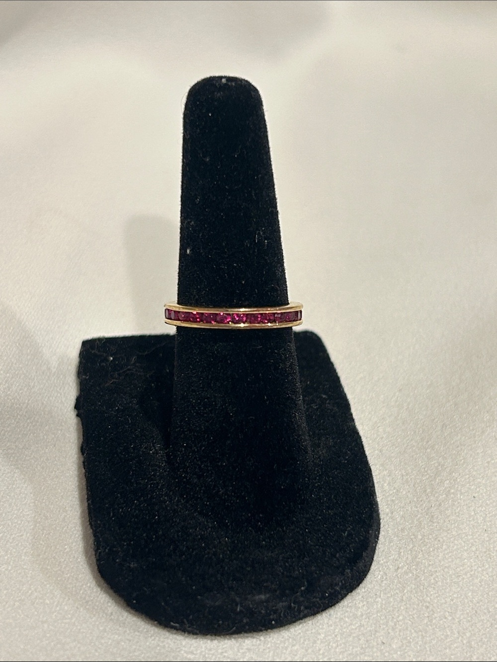Classic Gold Band Ring with Pink Channel-Set Stones
